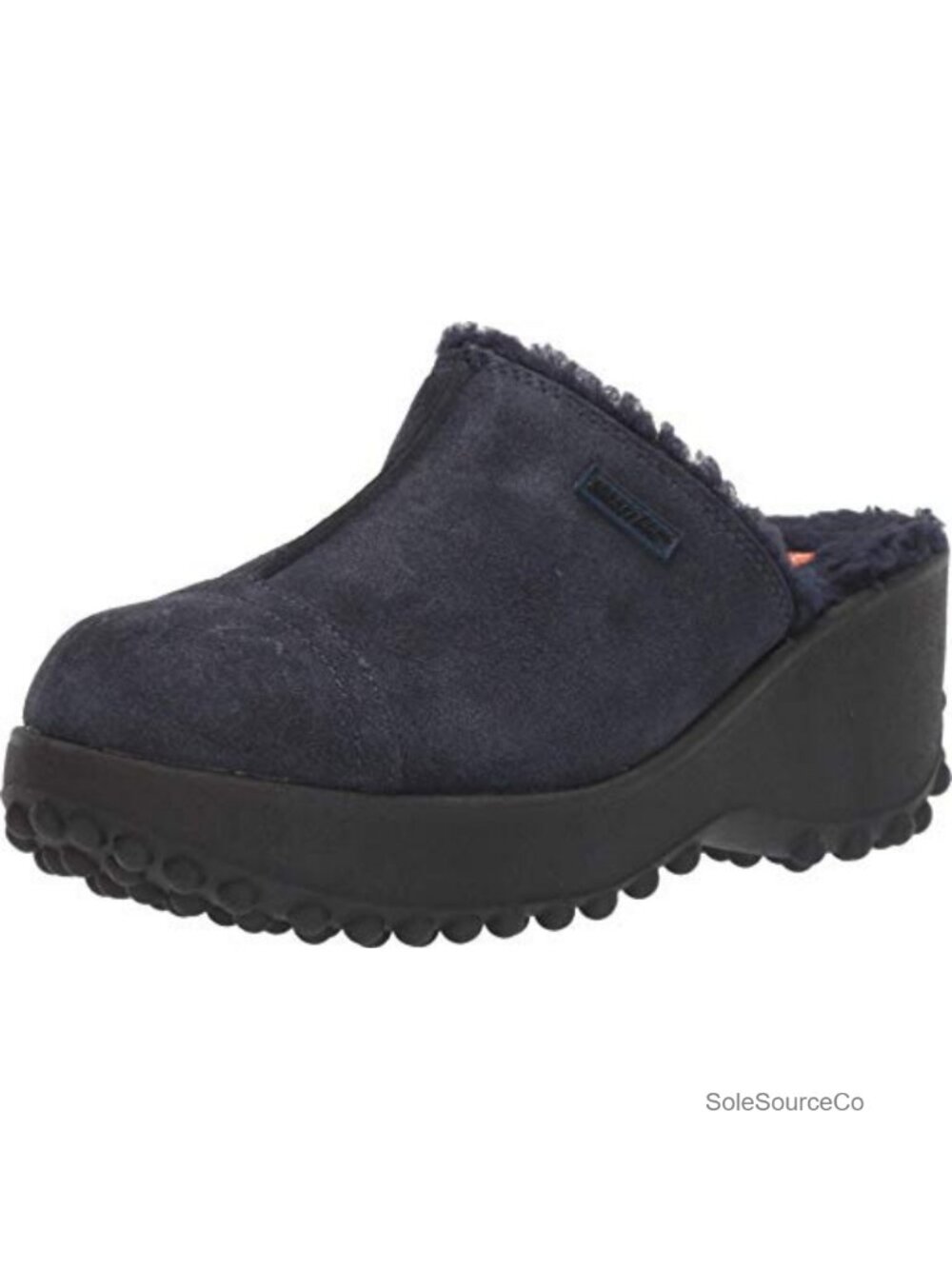 Suede Platform Clog Mule with Plush Lining Pull-On 3 Inch Heel